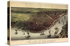 1885, New Orleans Bird's Eye View, Louisiana, United States-null-Stretched Canvas