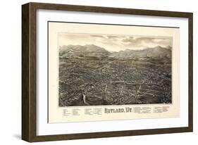 1885, Rutland Bird's Eye View, Vermont, United States-null-Framed Giclee Print