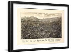 1885, Rutland Bird's Eye View, Vermont, United States-null-Framed Giclee Print