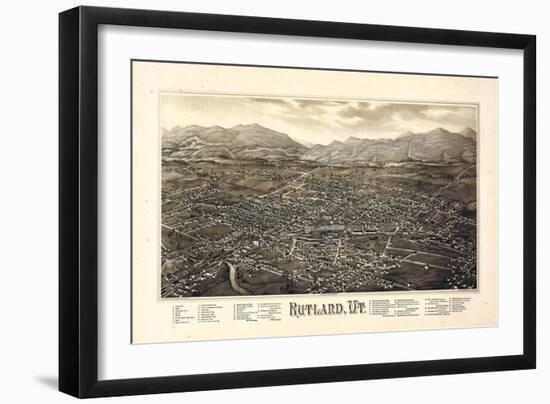 1885, Rutland Bird's Eye View, Vermont, United States-null-Framed Giclee Print