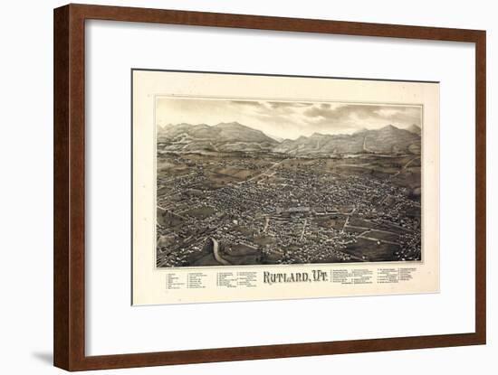 1885, Rutland Bird's Eye View, Vermont, United States-null-Framed Giclee Print