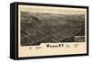 1885, Warsaw 1885 Bird's Eye View 24x43, New York, United States-null-Framed Stretched Canvas