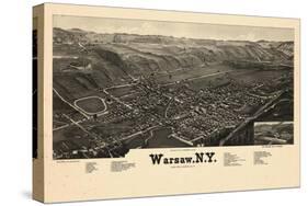 1885, Warsaw 1885 Bird's Eye View 24x43, New York, United States-null-Stretched Canvas