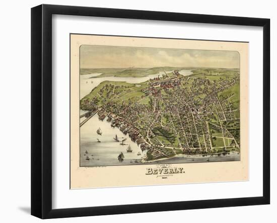 1886, Beverly Bird's Eye View, Massachusetts, United States-null-Framed Giclee Print