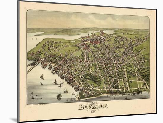 1886, Beverly Bird's Eye View, Massachusetts, United States-null-Mounted Giclee Print