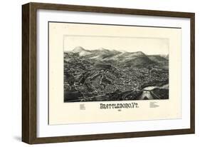 1886, Brattleboro Bird's Eye View, Vermont, United States-null-Framed Giclee Print