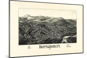 1886, Brattleboro Bird's Eye View, Vermont, United States-null-Mounted Giclee Print