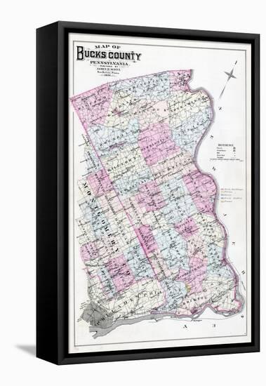 1886, Bucks County Map, Pennsylvania, United States-null-Framed Stretched Canvas