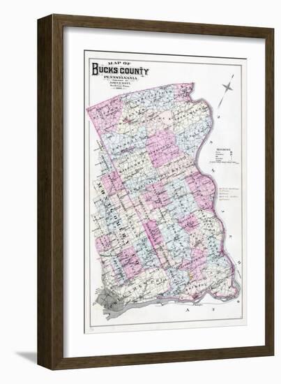 1886, Bucks County Map, Pennsylvania, United States-null-Framed Giclee Print