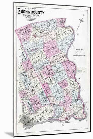 1886, Bucks County Map, Pennsylvania, United States-null-Mounted Giclee Print