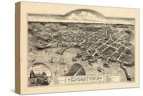 1886, Edgartown Bird's Eye View, Massachusetts, United States-null-Stretched Canvas