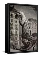 1886 Flammarion's Iguanodon Dinosaur-Stewart Stewart-Framed Stretched Canvas