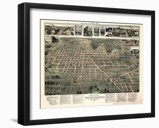 1886, Greencastle Bird's Eye View, Indiana, United States-null-Framed Giclee Print