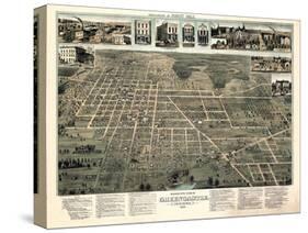 1886, Greencastle Bird's Eye View, Indiana, United States-null-Stretched Canvas