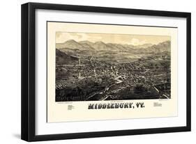 1886, Middlebury 1886c Bird's Eye View, Vermont, United States-null-Framed Giclee Print