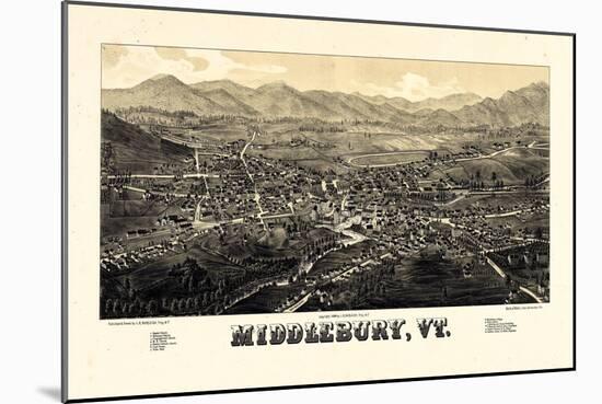 1886, Middlebury 1886c Bird's Eye View, Vermont, United States-null-Mounted Giclee Print