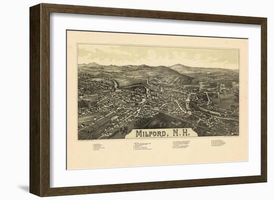 1886, Milford Bird's Eye View, New Hampshire, United States-null-Framed Giclee Print