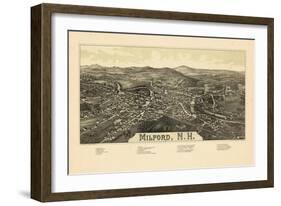 1886, Milford Bird's Eye View, New Hampshire, United States-null-Framed Giclee Print