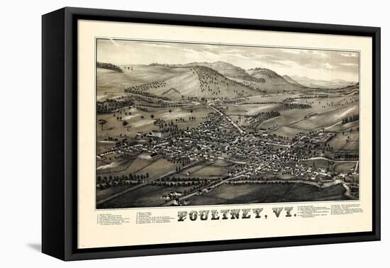 1886, Poultney Bird's Eyes View, Vermont, United States-null-Framed Stretched Canvas