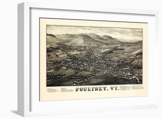 1886, Poultney Bird's Eyes View, Vermont, United States-null-Framed Giclee Print