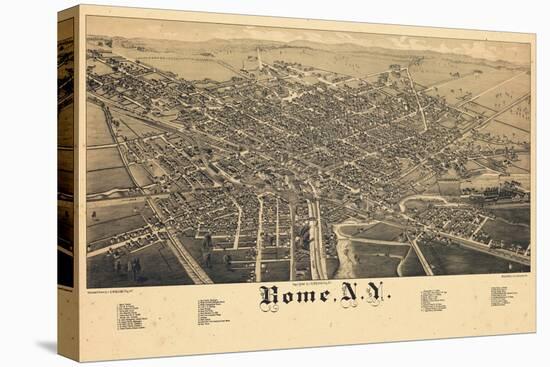 1886, Rome 1886 Bird's Eye View, New York, United States-null-Stretched Canvas