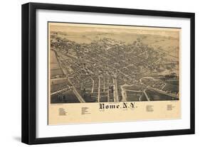 1886, Rome 1886 Bird's Eye View, New York, United States-null-Framed Giclee Print