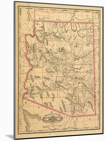 1887, Arizona State Map, United States-null-Mounted Giclee Print