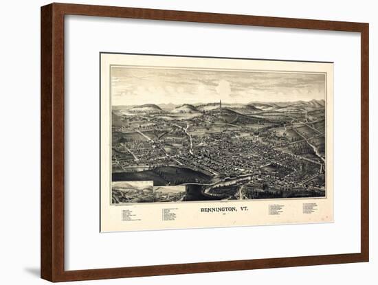1887, Bennington Bird's Eye View, Vermont, United States-null-Framed Giclee Print