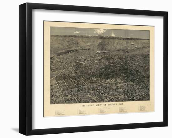 1887, Denver Bird's Eye View, Colorado, United States-null-Framed Giclee Print