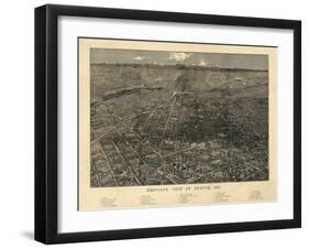 1887, Denver Bird's Eye View, Colorado, United States-null-Framed Giclee Print