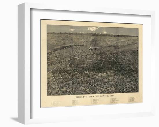 1887, Denver Bird's Eye View, Colorado, United States-null-Framed Giclee Print