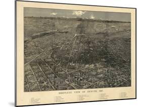 1887, Denver Bird's Eye View, Colorado, United States-null-Mounted Giclee Print