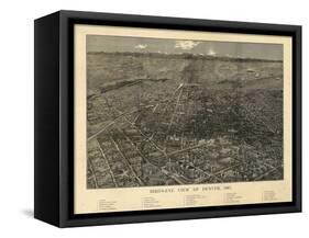 1887, Denver Bird's Eye View, Colorado, United States-null-Framed Stretched Canvas