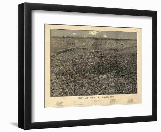 1887, Denver Bird's Eye View, Colorado, United States-null-Framed Giclee Print