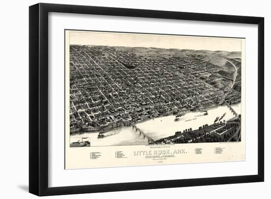 1887, Little Rock Bird's Eye View, Arkansas, United States-null-Framed Giclee Print