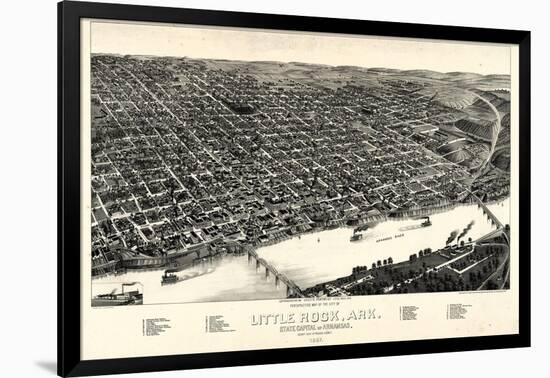 1887, Little Rock Bird's Eye View, Arkansas, United States-null-Framed Giclee Print