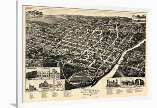 1887, Macon Bird's Eye View, Georgia, United States-null-Framed Giclee Print