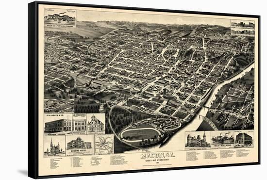 1887, Macon Bird's Eye View, Georgia, United States-null-Framed Stretched Canvas