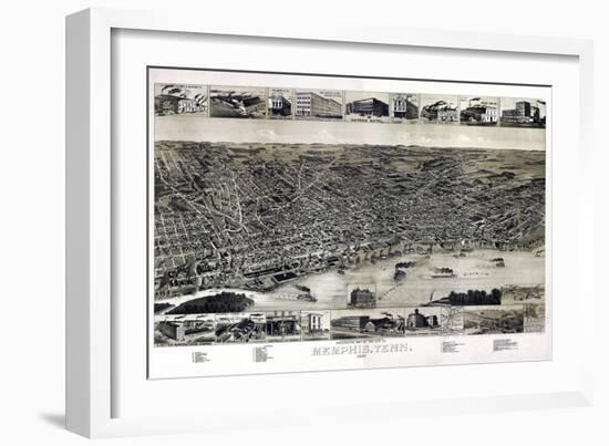 1887, Memphis Bird's Eye View, Tennessee, United States-null-Framed Giclee Print