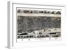 1887, Memphis Bird's Eye View, Tennessee, United States-null-Framed Giclee Print