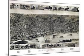 1887, Memphis Bird's Eye View, Tennessee, United States-null-Mounted Premium Giclee Print