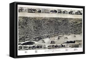 1887, Memphis Bird's Eye View, Tennessee, United States-null-Framed Stretched Canvas