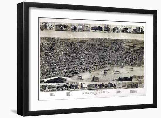 1887, Memphis Bird's Eye View, Tennessee, United States-null-Framed Premium Giclee Print