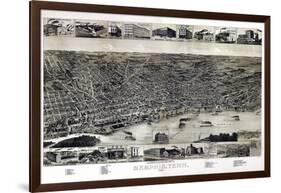 1887, Memphis Bird's Eye View, Tennessee, United States-null-Framed Giclee Print