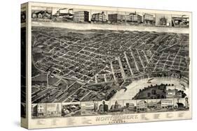 1887, Montgomery Bird's Eye View, Alabama, United States-null-Stretched Canvas