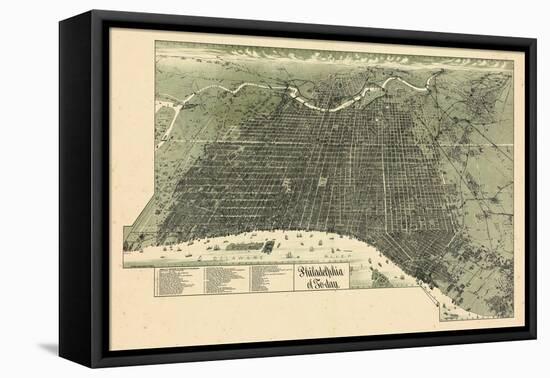 1887, Philadelphia Bird's Eye View, Pennsylvania, United States-null-Framed Stretched Canvas