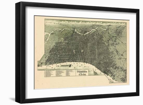 1887, Philadelphia Bird's Eye View, Pennsylvania, United States-null-Framed Giclee Print