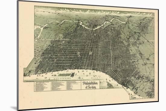 1887, Philadelphia Bird's Eye View, Pennsylvania, United States-null-Mounted Giclee Print