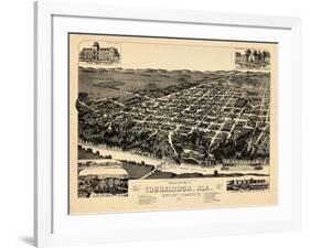 1887, Tuskaloosa Bird's Eye View, Alabama, United States-null-Framed Giclee Print