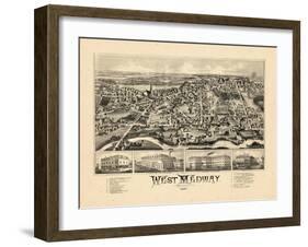 1887, West Medway Bird's Eye View, Massachusetts, United States-null-Framed Giclee Print